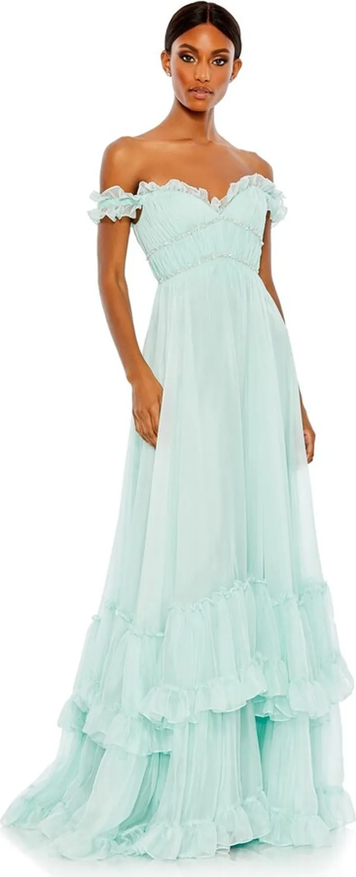 Ruffle Tiered Babydoll Flowy Gown