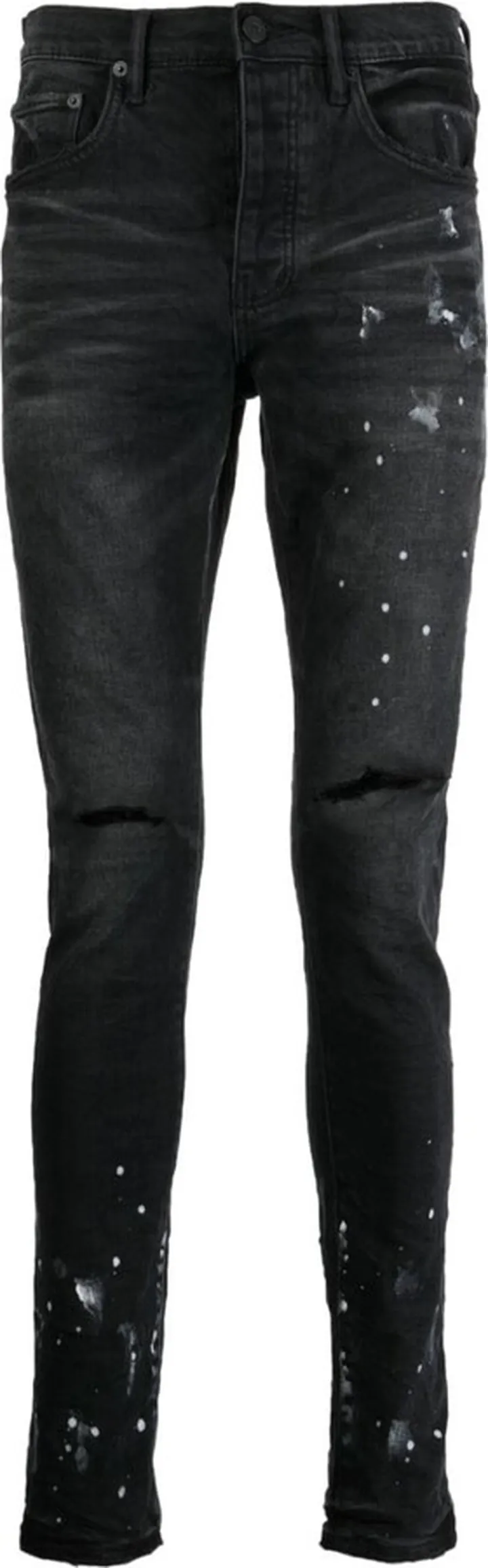 Splatter-Detail Knee-Ripped Jeans
