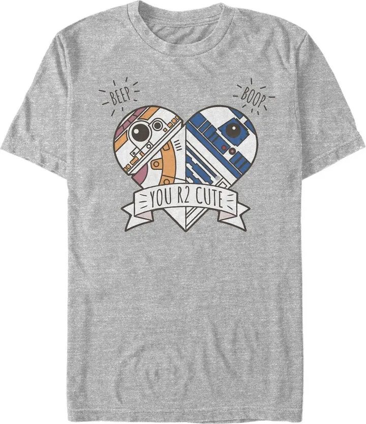 Men's Star Wars The Force Awakens ValentineCute Droid Heart T-Shirt - Athletic Heather - X Large