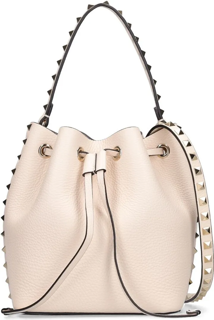 Rockstud leather bucket bag