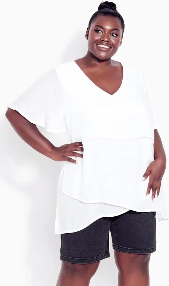 AVENUE | Women's Plus Size Mylah Layer Tunic - white - 30W