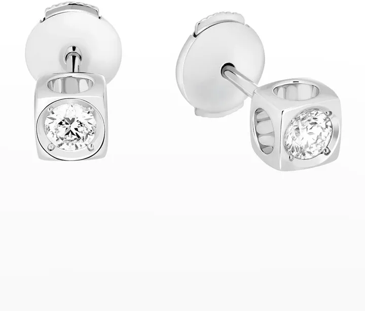 White Gold Le Cube Large Diamond Stud Earrings