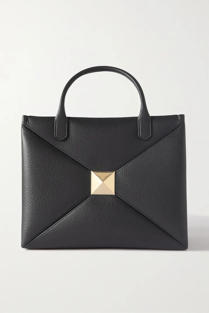 Valentino Garavani - Valentino Garavani One Stud Medium Textured-leather Tote - Black