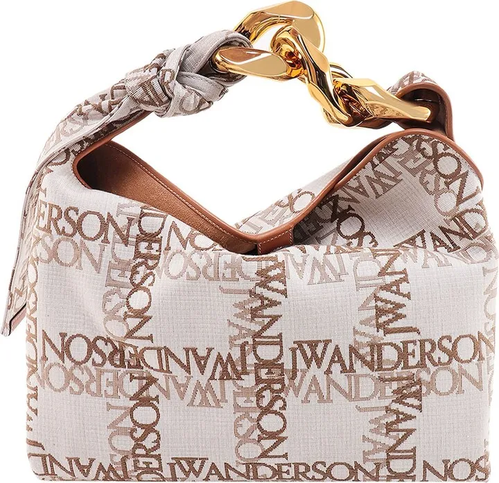 Canvas shoulder bag with all-over logo