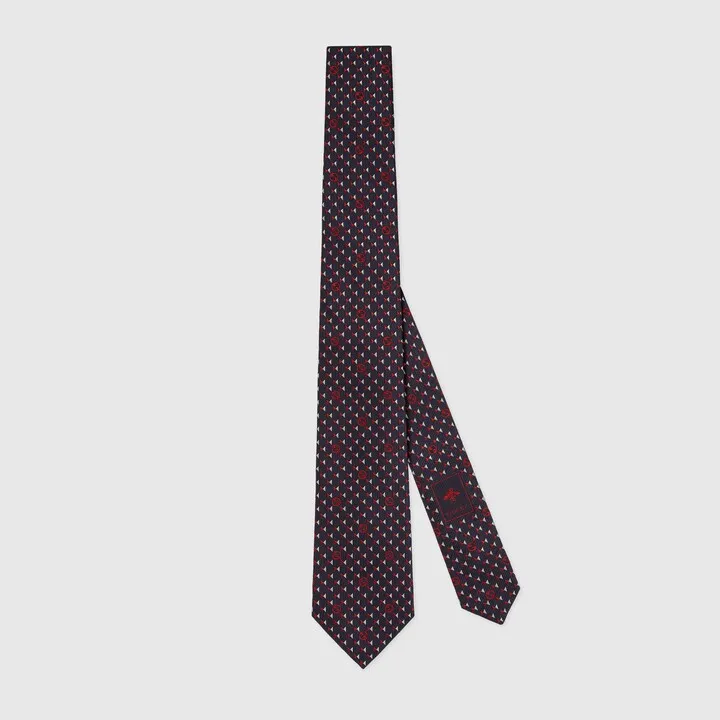 Round Interlocking G silk tie