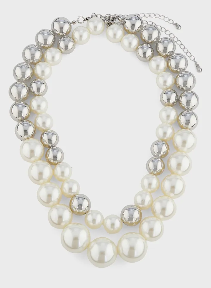 Layered Pearl Statement Necklace