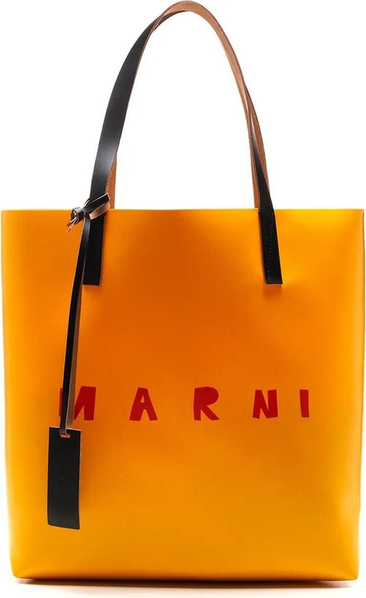 Marni Logo Print Two-Tone Tote Bag