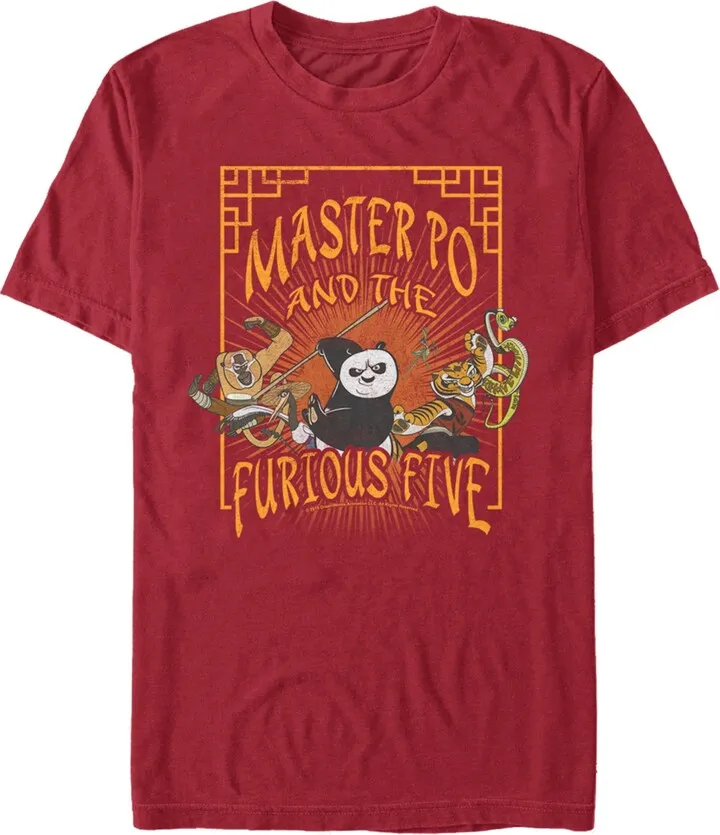 Fifth Sun Kung Fu Panda Men's Master Po and The Furious Five Poster Short Sleeve T-Shirt