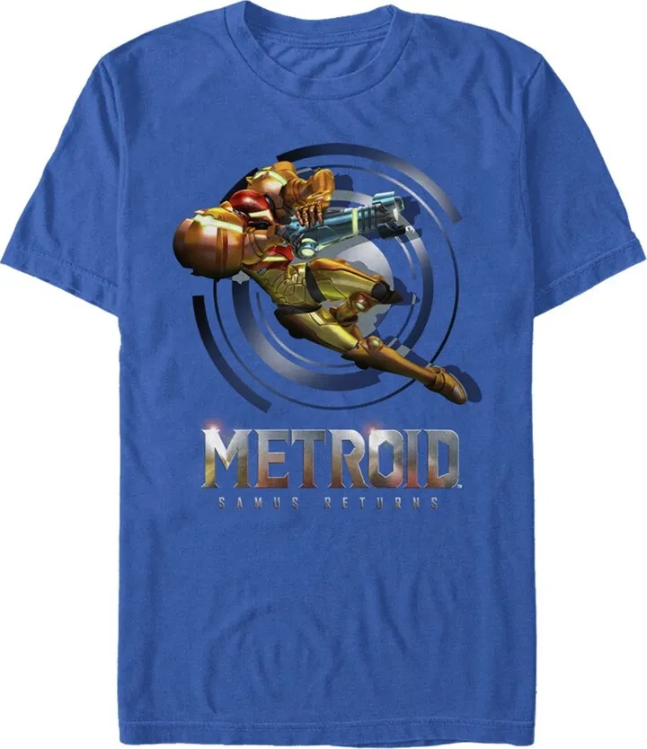 Men's Nintendo Metroid Samus Returns Circle T-Shirt - Royal Blue - 3X Large