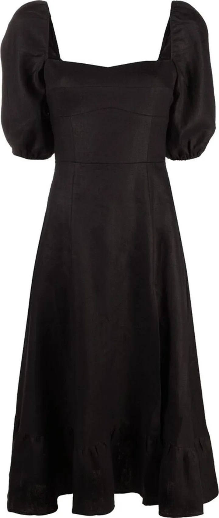 Black Belgium Linen Midi Dress
