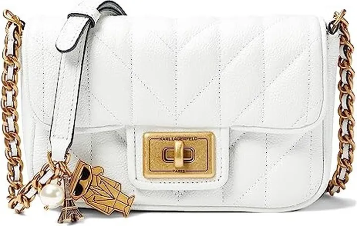 Karl Lagerfeld Paris Agyness Crossbody (Winter White) Handbags