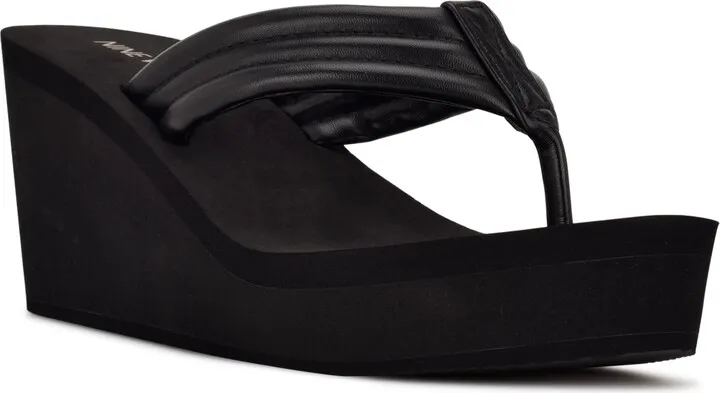 Nine West Women's Spins Platform Wedge Thong Sandals Women's Shoes