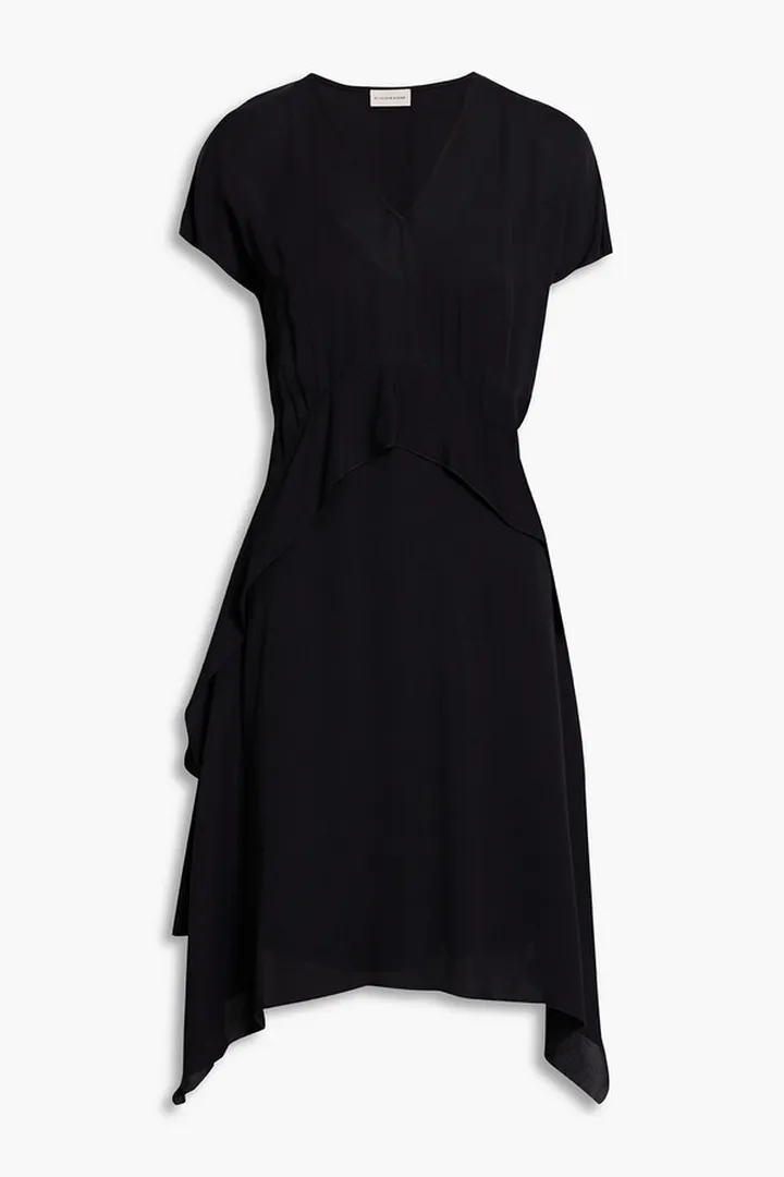 Balizia asymmetric draped crepe de chine dress