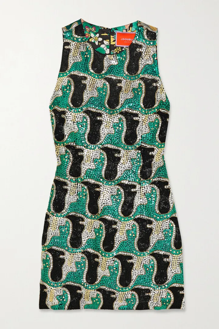 La DoubleJ - Tgif Sequined Crepe And Brocade Mini Dress - Green