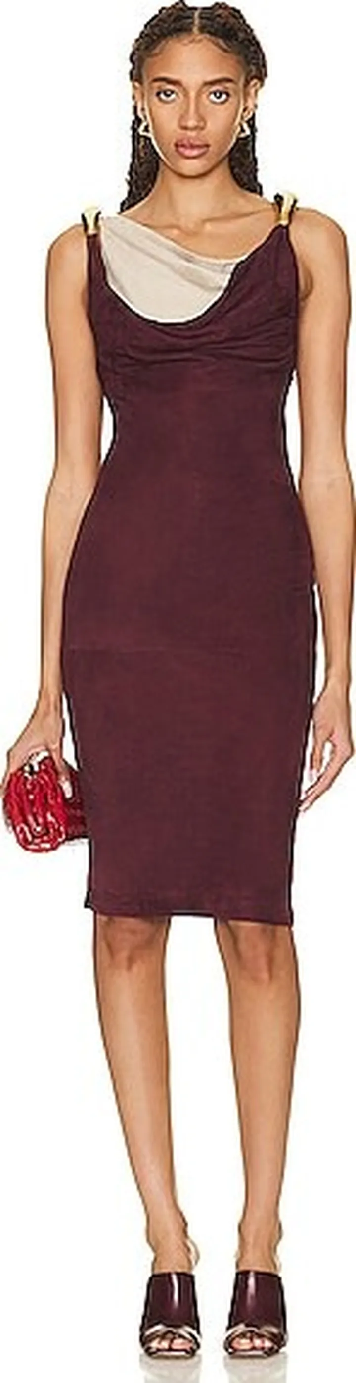 Bottega Veneta Fluid Suede Dress in Burgundy