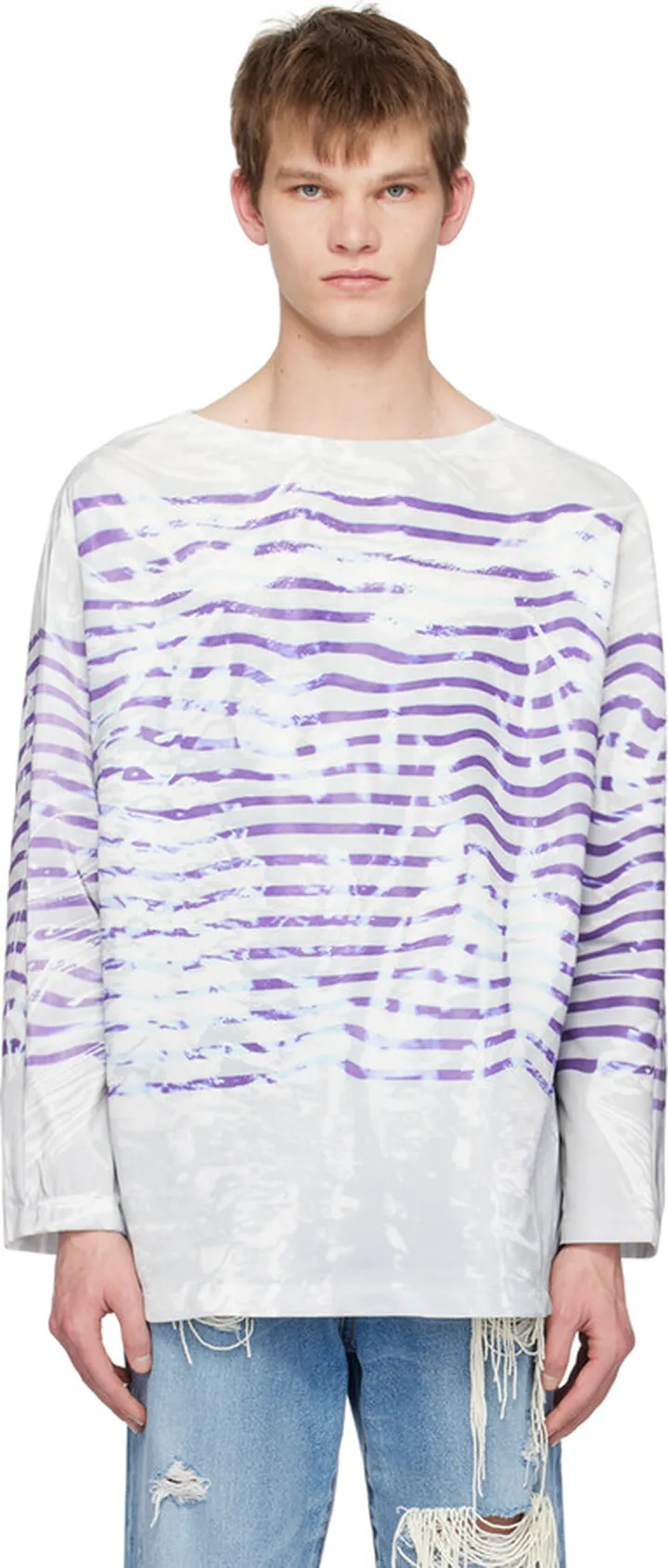 Doublet Gray & Purple Mirage Basque Long Sleeve T-Shirt