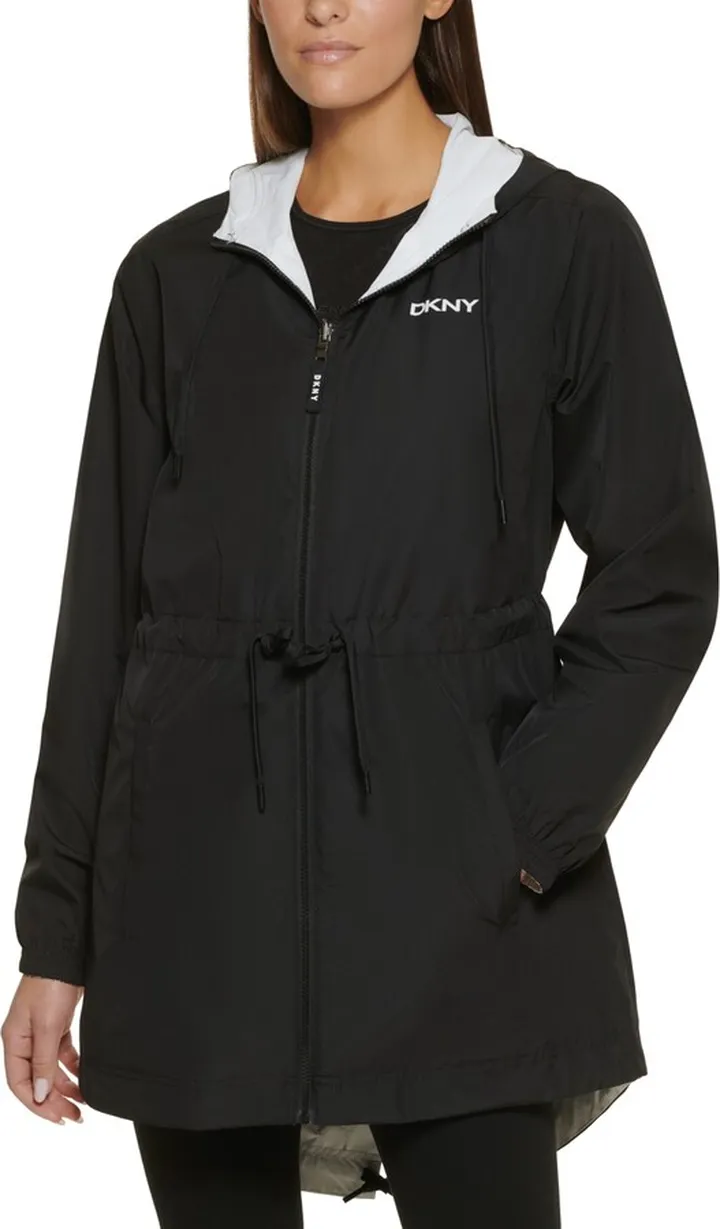 Dkny Sport Women's Reversible Hooded Zipper Logo Jacket