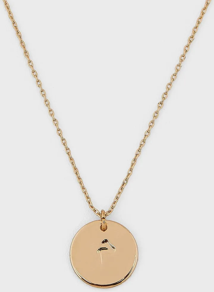Arabic Initial "M" Disc Necklace