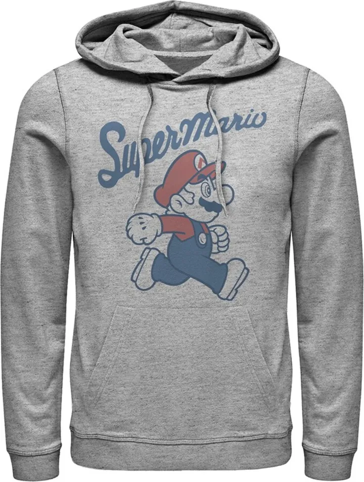 Men's Nintendo Super Mario Side Profile Pull Over Hoodie - Athletic Heather - 2X Large