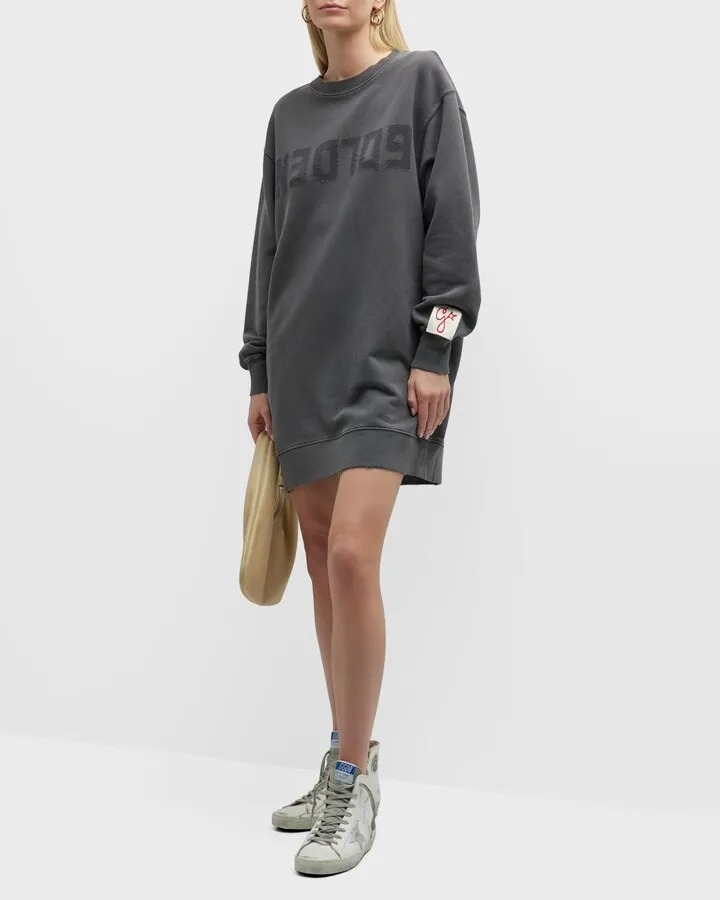 Golden Logo Mini Sweatshirt Dress