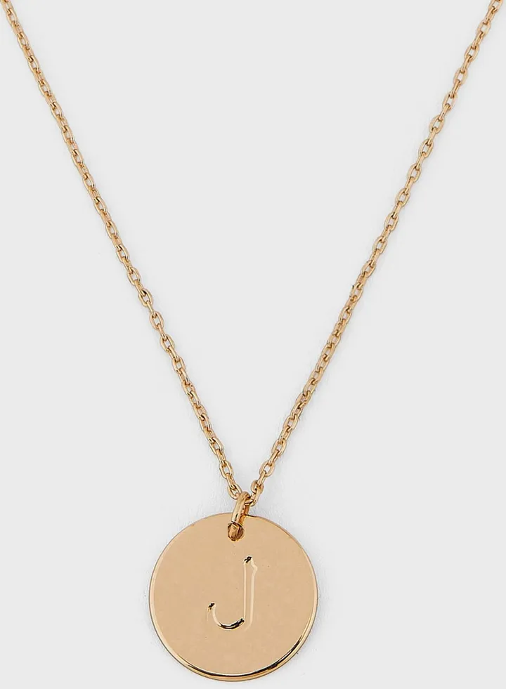 Arabic Initial "L" Disc Necklace