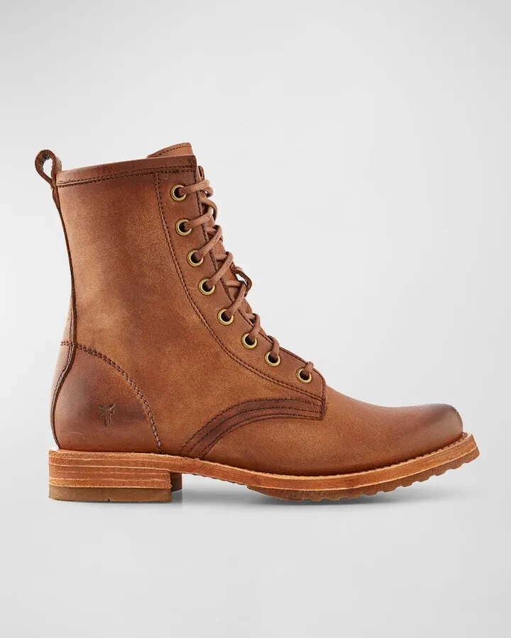 Veronica Leather Combat Booties