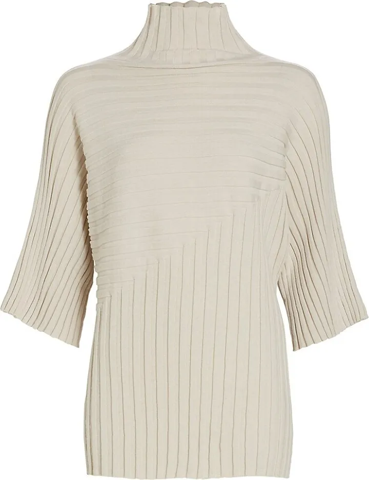 Boxy Rib-Knit Turtleneck Top