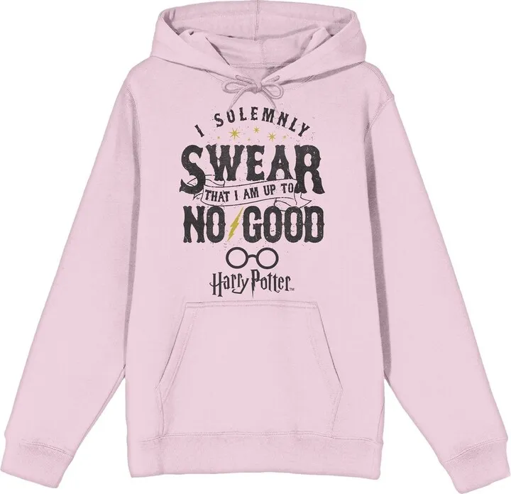 Harry Potter I Solemnly Swear I Am Up To No Good Long Sleeve Cradle Pink Men’s Hooded Sweatshirt-Medium