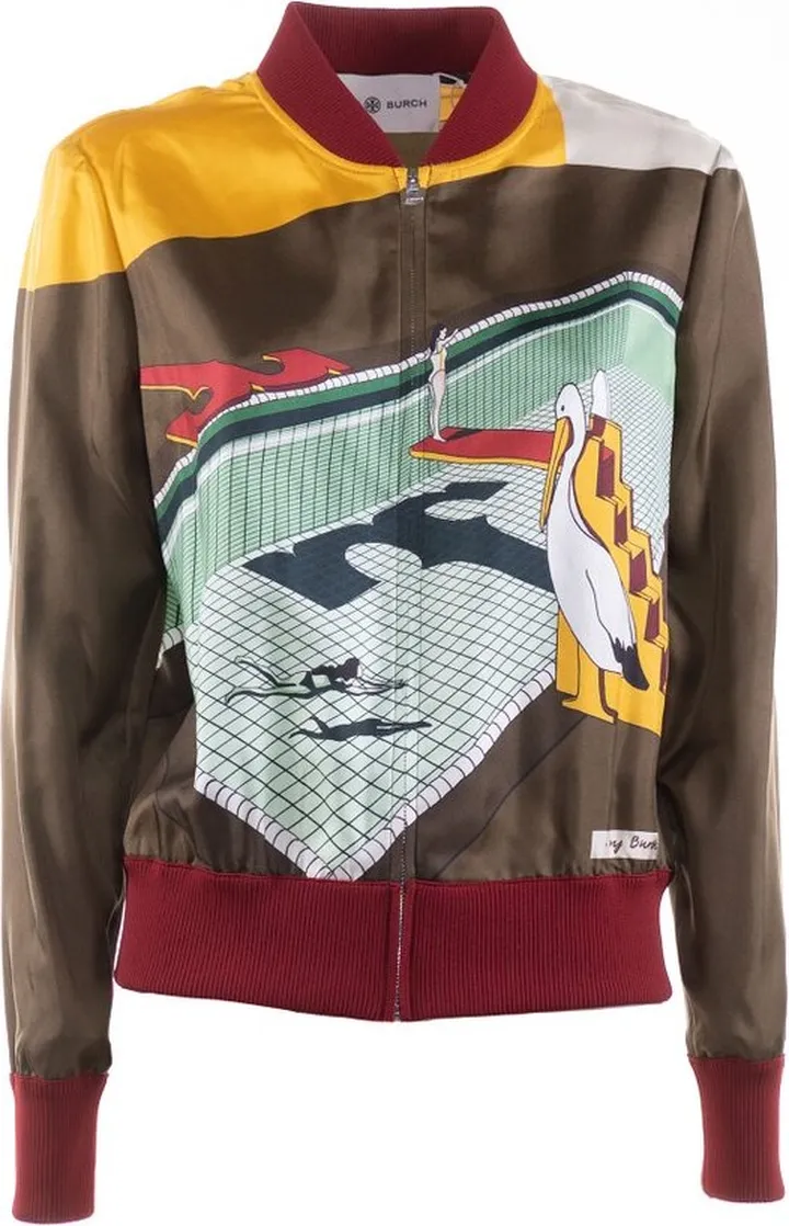 Tory Burch Graphic-Printed Zipped Bomber Jacket