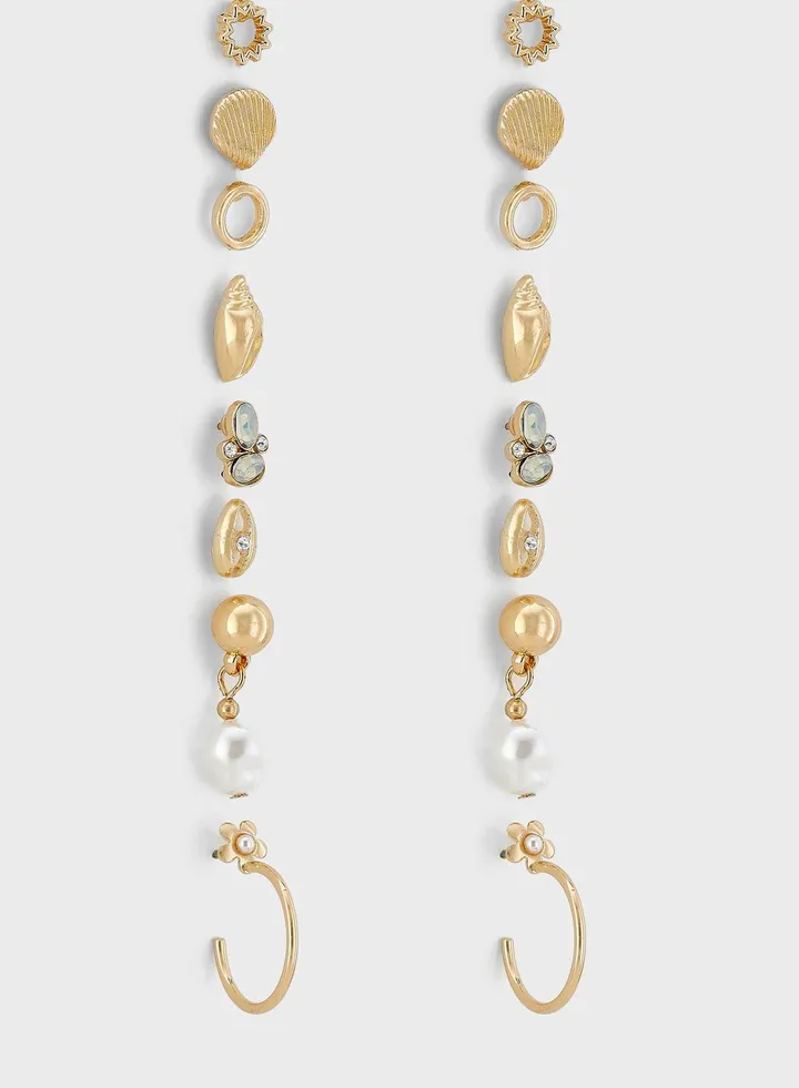 8 Pair Stud Mix Earring Set