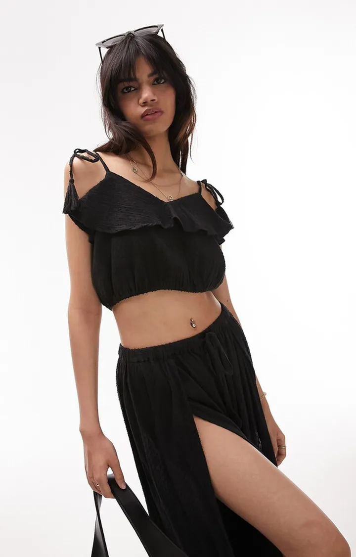 Tassel Tie Shoulder Crop Camisole