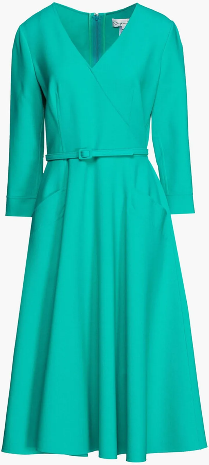 Belted wool-blend midi dress