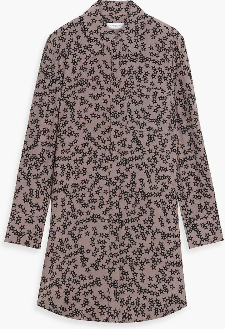 Scoutt printed silk-crepe mini shirt dress