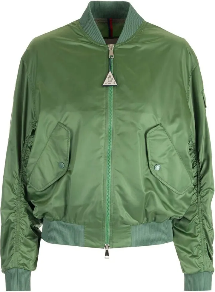 Logo Patch Zipped Bomber Jacket
