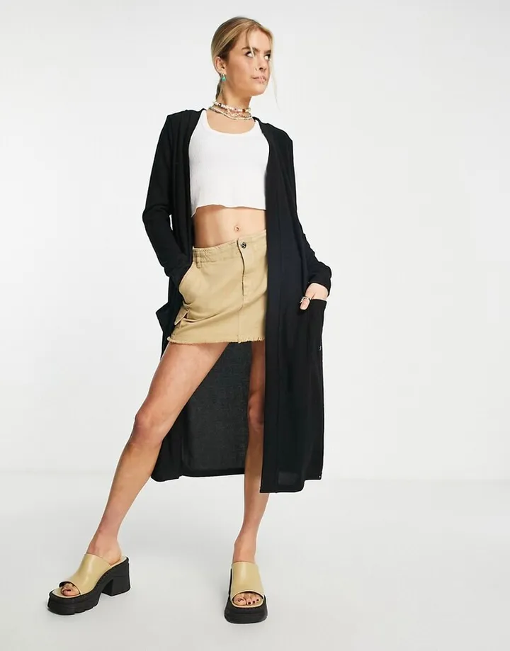 Noisy May longline cardigan in black