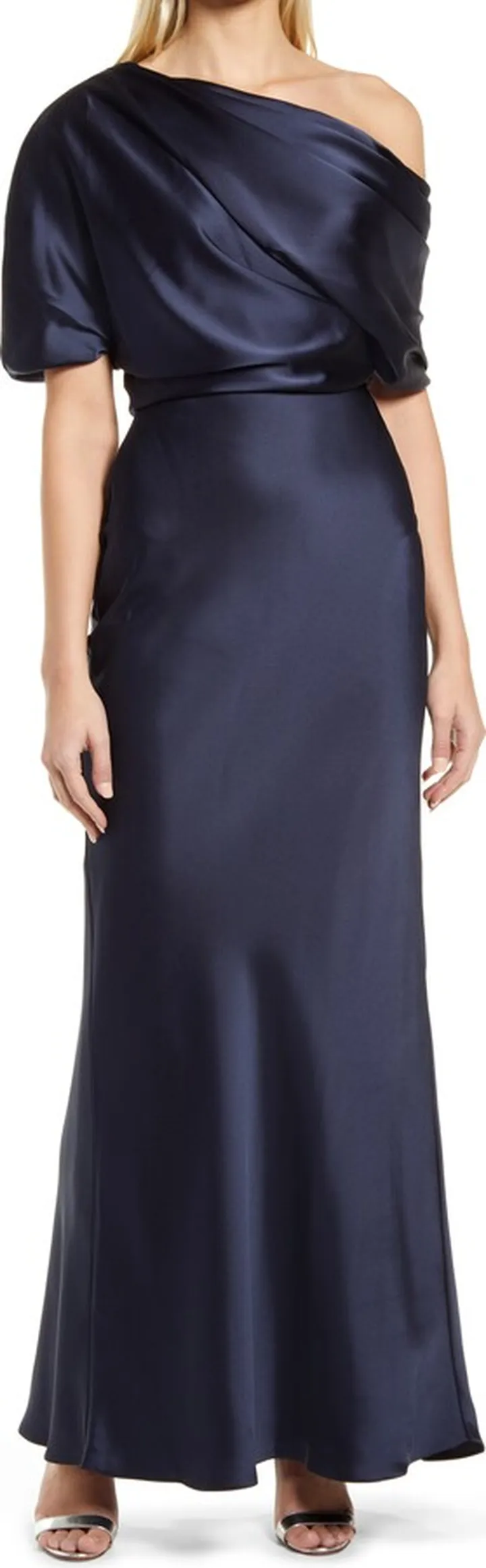 One-Shoulder Fluid Satin Gown