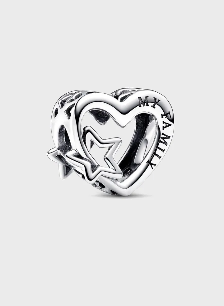 Openwork Family Heart & Star Charm