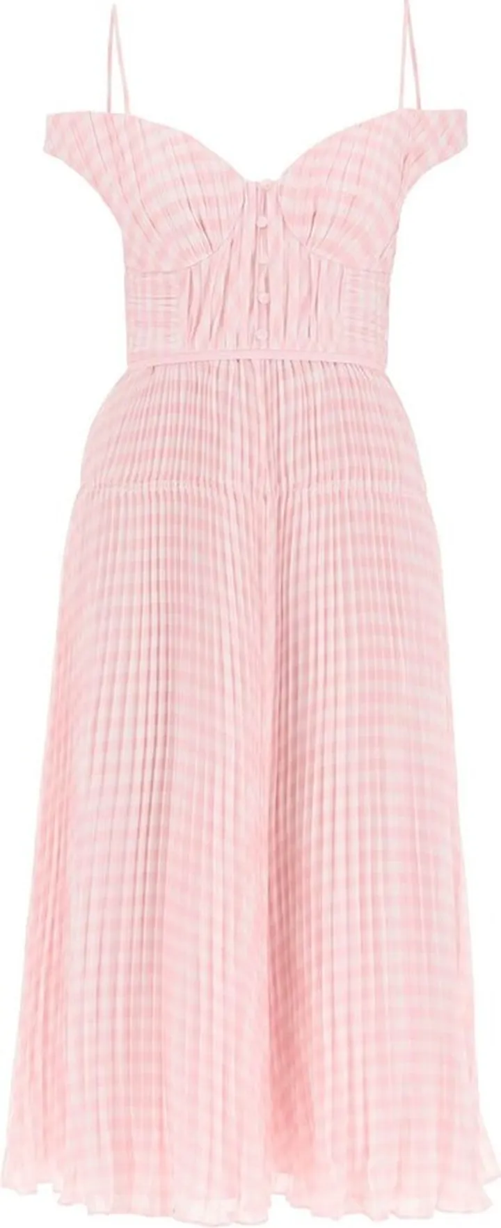 Self-Portrait Gingham Off-Shoulder Midi Dress