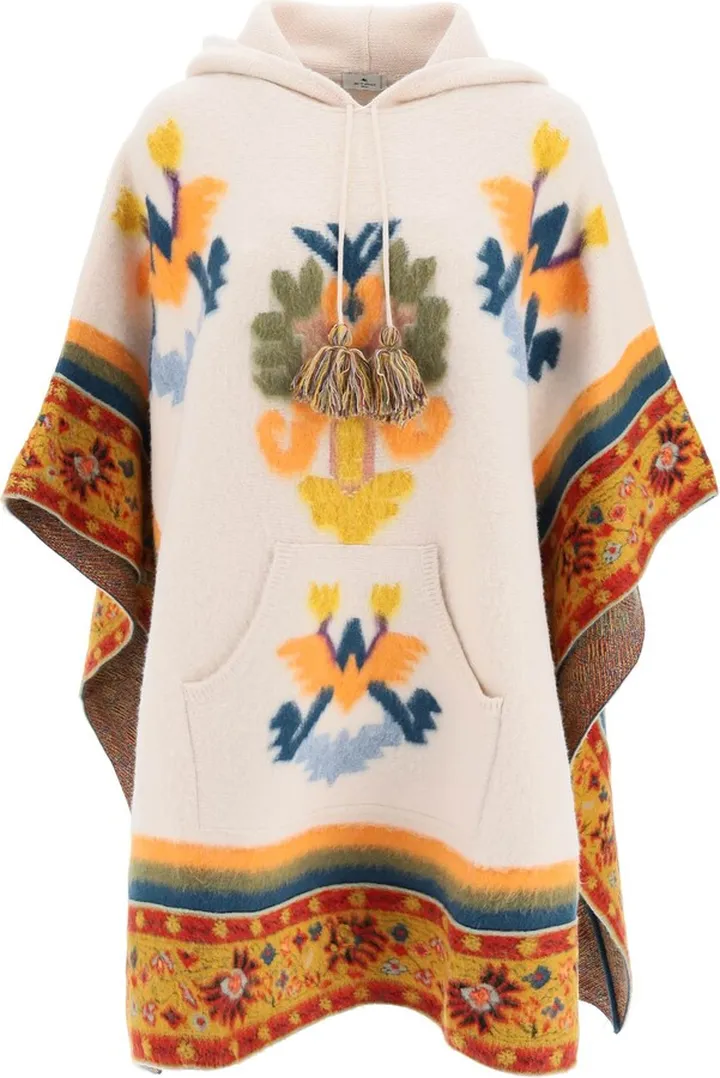 Jacquard Knit Poncho