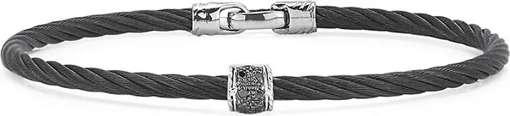 Black Diamond 18K White Gold Single Cable Bracelet