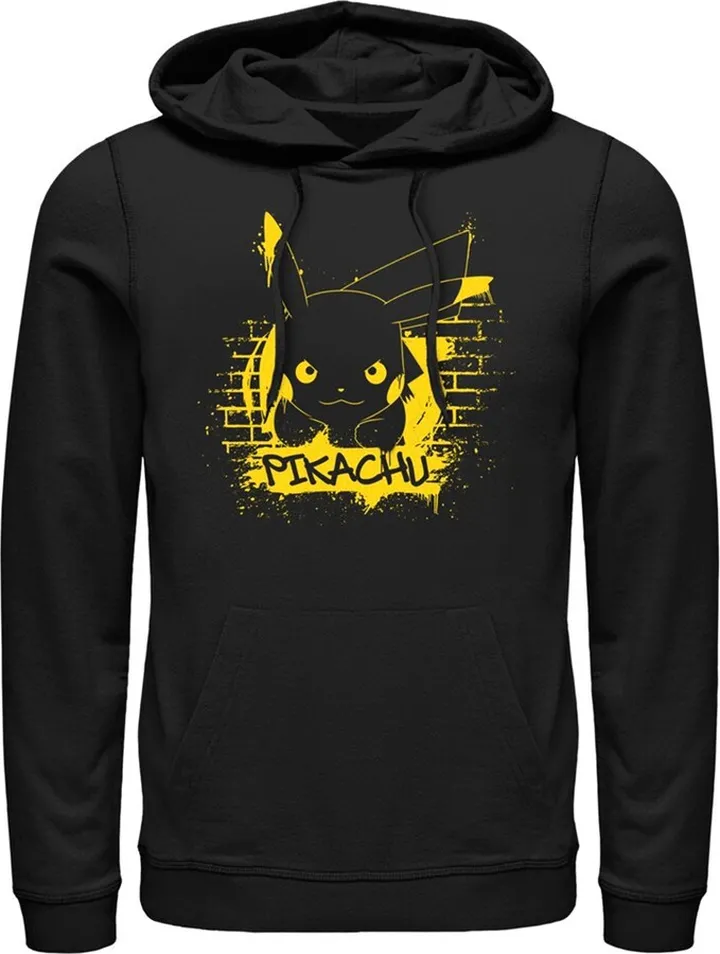 Men's Pokemon Pikachu Mural Pull Over Hoodie - Black - Medium