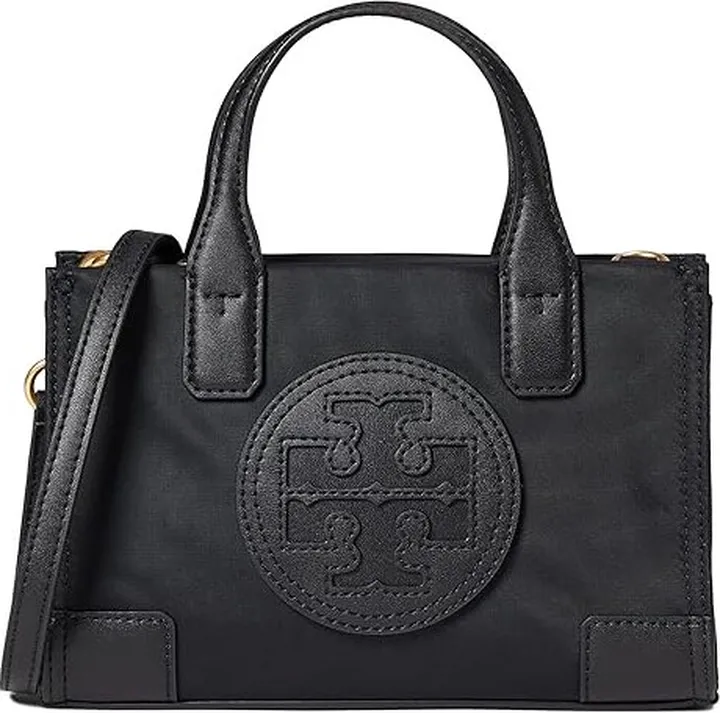 Tory Burch Ella Mini Tote (Black) Handbags