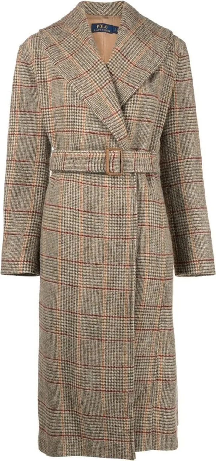Check-Patterned Wool Coat