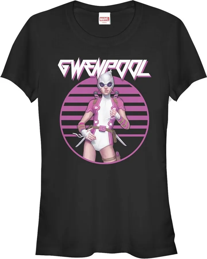 Junior's Marvel Gwenpool Retro Circle T-Shirt - Black - Small