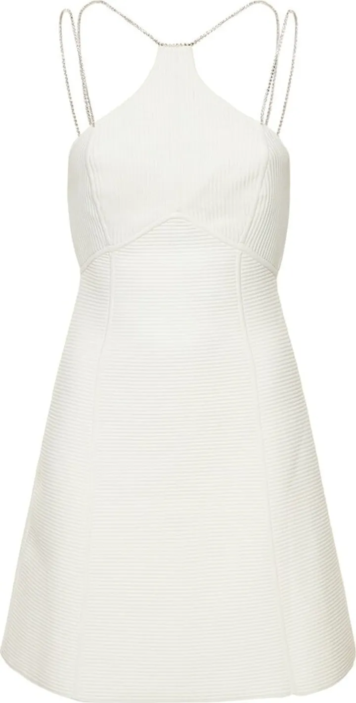Ottoman jersey crystal straps mini dress