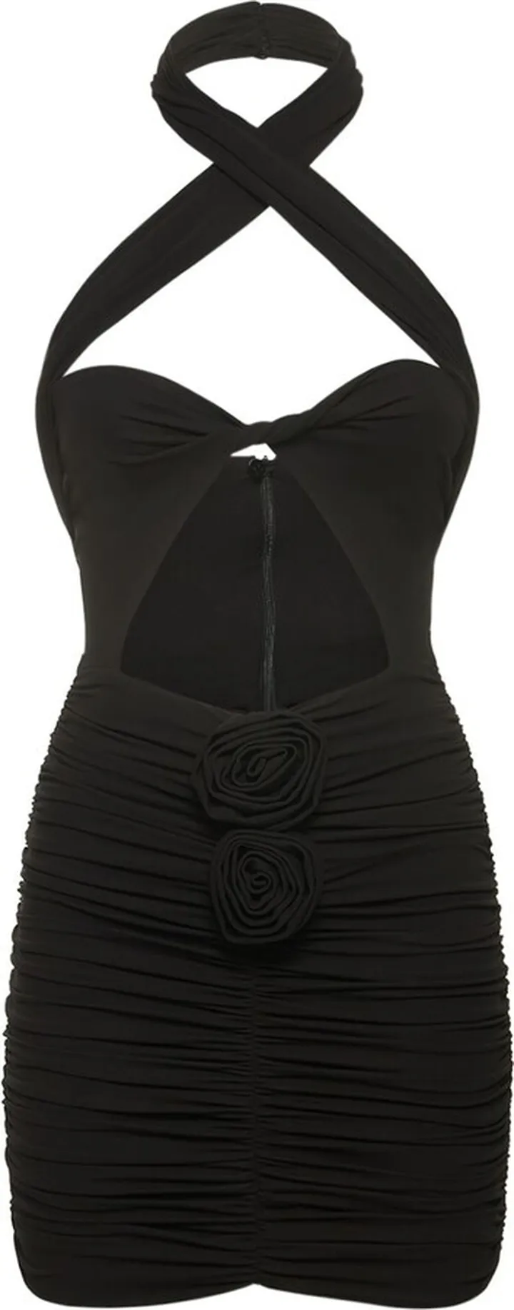 Jersey cutout halter neck mini dress