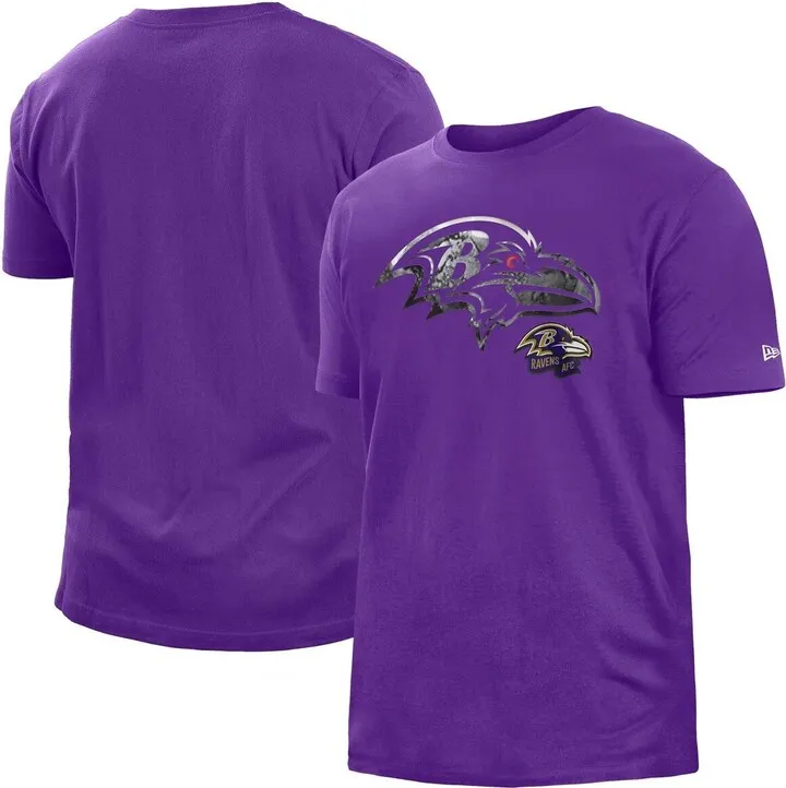 Men's New Era Purple Baltimore Ravens 2022 Sideline Ink Dye T-shirt