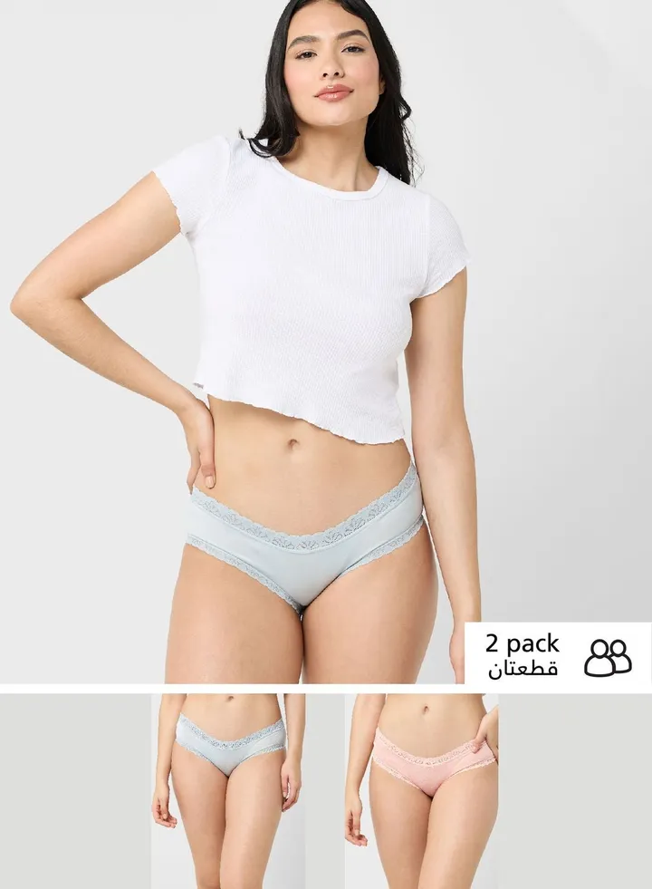 3 Pack Lace Trim Hipster Brief