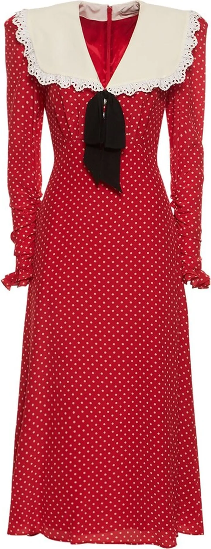 Polka dot silk georgette midi dress