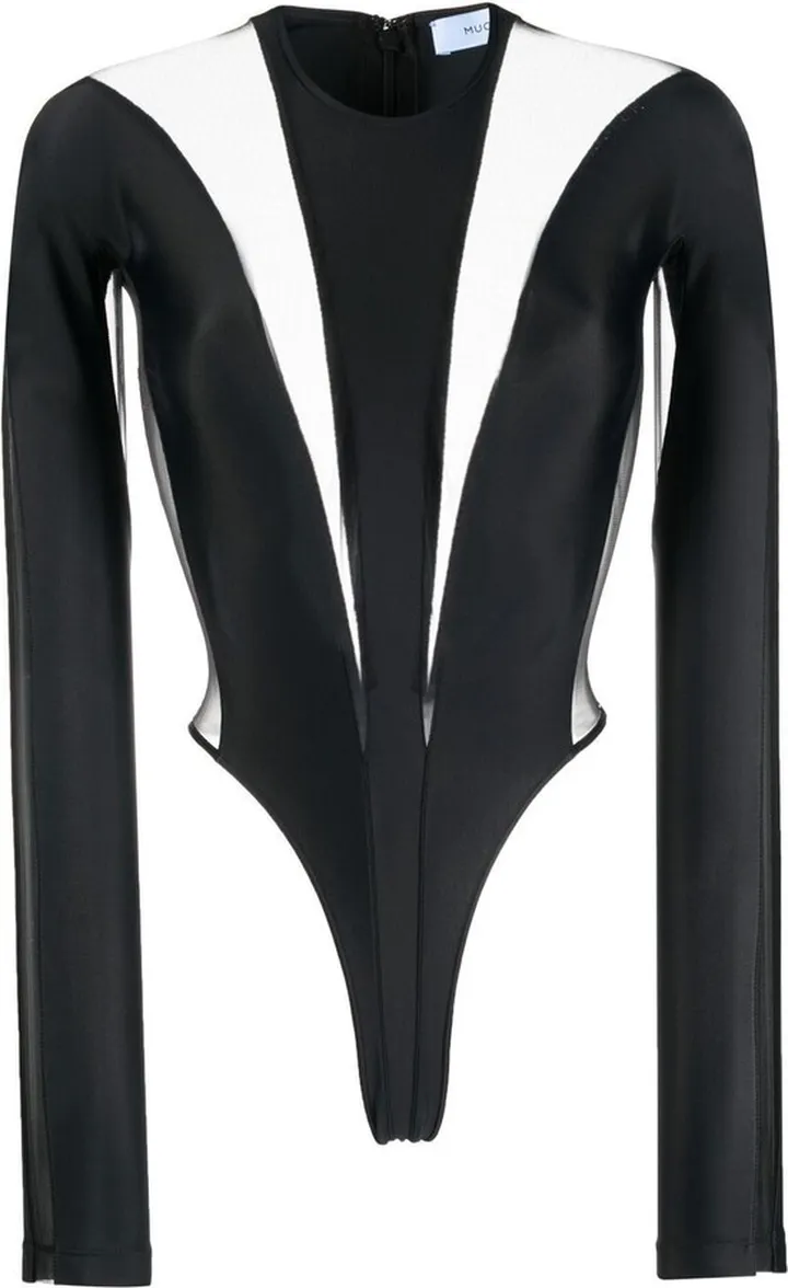Black Illusion Shaping Panelled Bodysuit